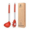 BUNDLEPRO Silicone Pasta Fork and Ladle Spoon Set, 2 Pack, Khaki | Amazon (US)