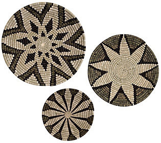 KAZI Hand-Crafted 3-Piece Woven Round Wall Basket Set | QVC