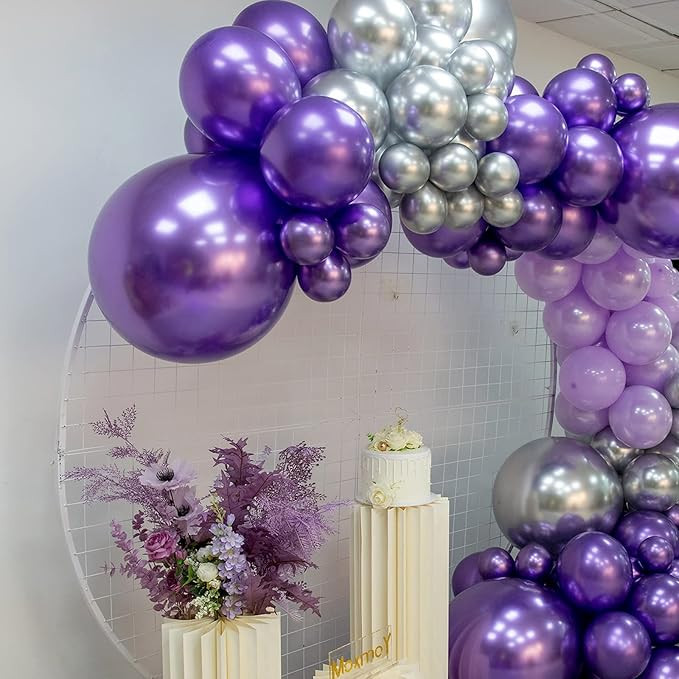 Purple Silver Balloon Garland 127 Pcs 18In 12In 10In 5In Latex Balloons Arch Kit for Halloween Re... | Amazon (US)