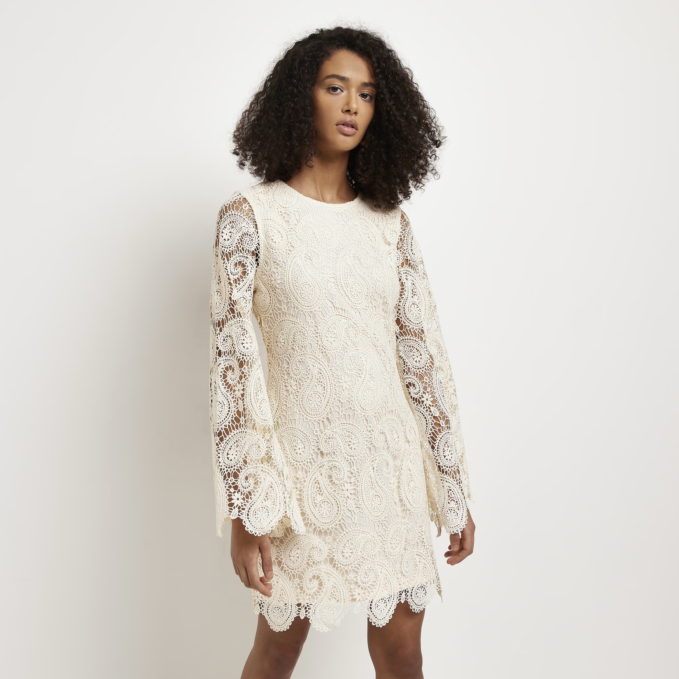 River Island Womens Cream lace mini dress | River Island (UK & IE)