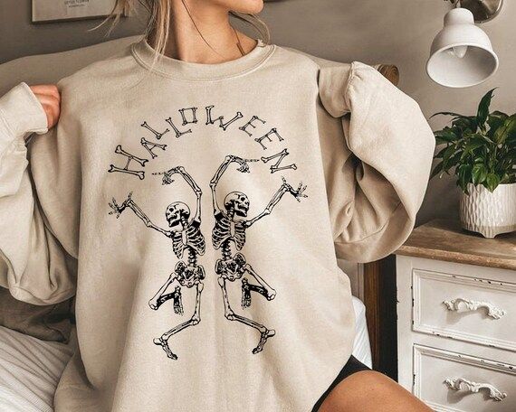 Fall Dancing Skeleton Shirt, Happy Halloween Sweatshirt, Halloween Sweatshirt, Funny Fall Sweatsh... | Etsy (US)