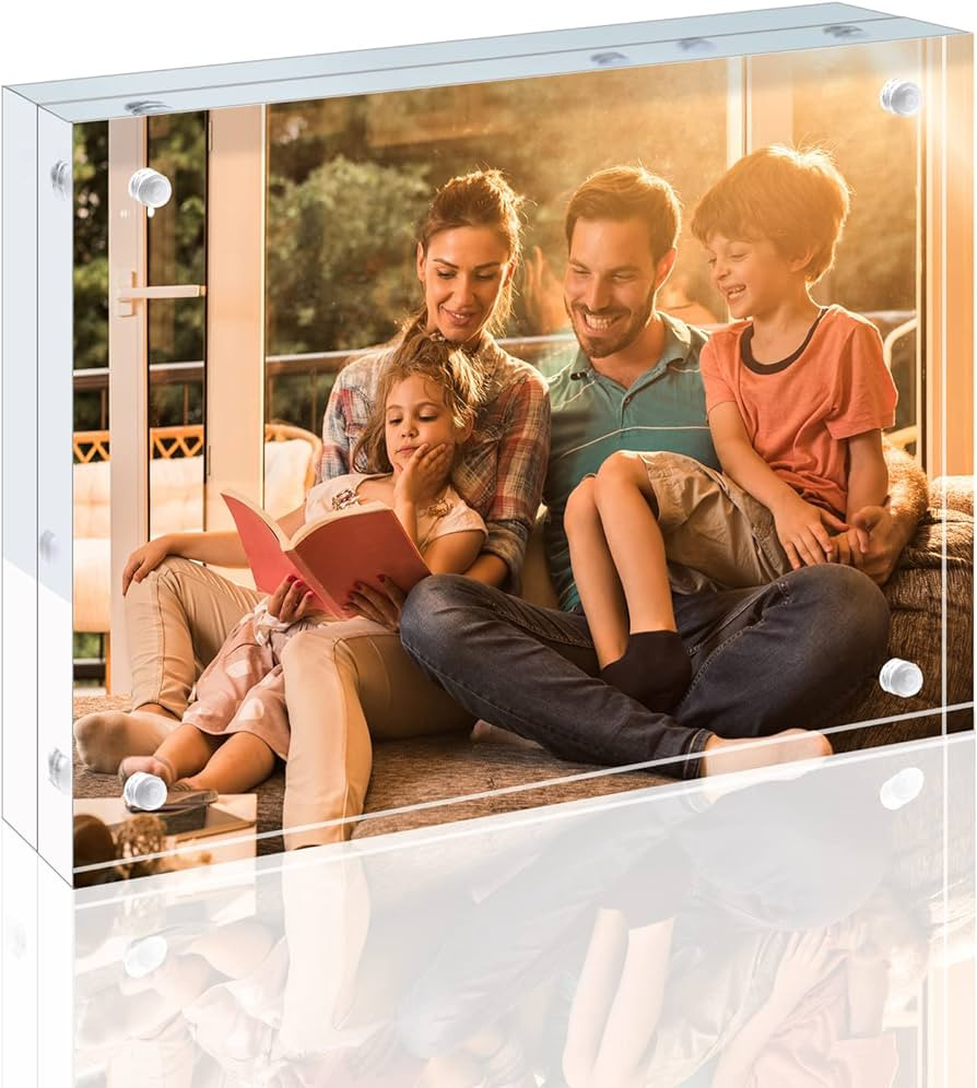 Egofine 5x7 Acrylic Frame, 20mm Thicker Frameless Clear Picture Frame, Double Sided Magnetic Pict... | Amazon (US)