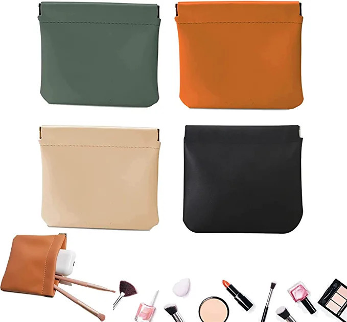 Amazon.com: ZXAZX Glorihoby Pocket Cosmetic Bag, Self Closing Makeup Pouch, Lambskin Pocket Cosme... | Amazon (US)