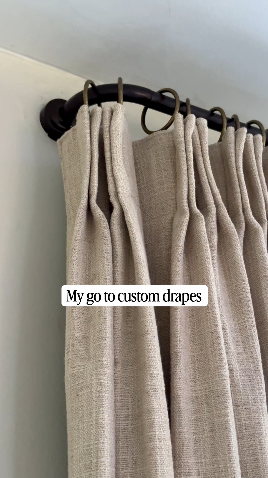 OK, these are pricey, but they’ll make your windows look like $1 million. You have to get the memory shaving because they laid just right. These are double pinched plates I’d like that better than the triple because they’re not so bulky up top. We have 10 foot ceilings. These are 111“ x 50“ wide each panel. Color:  
Liz linen 

#LTKHome #LTKSaleAlert