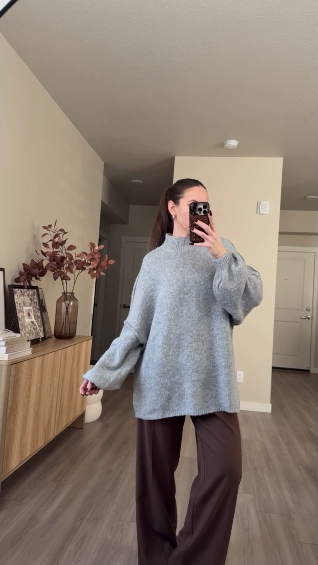 number one trending sweater on amazon right now!!

cozy sweater.  wearing medium.  no need to size up.  it's very oversized. 