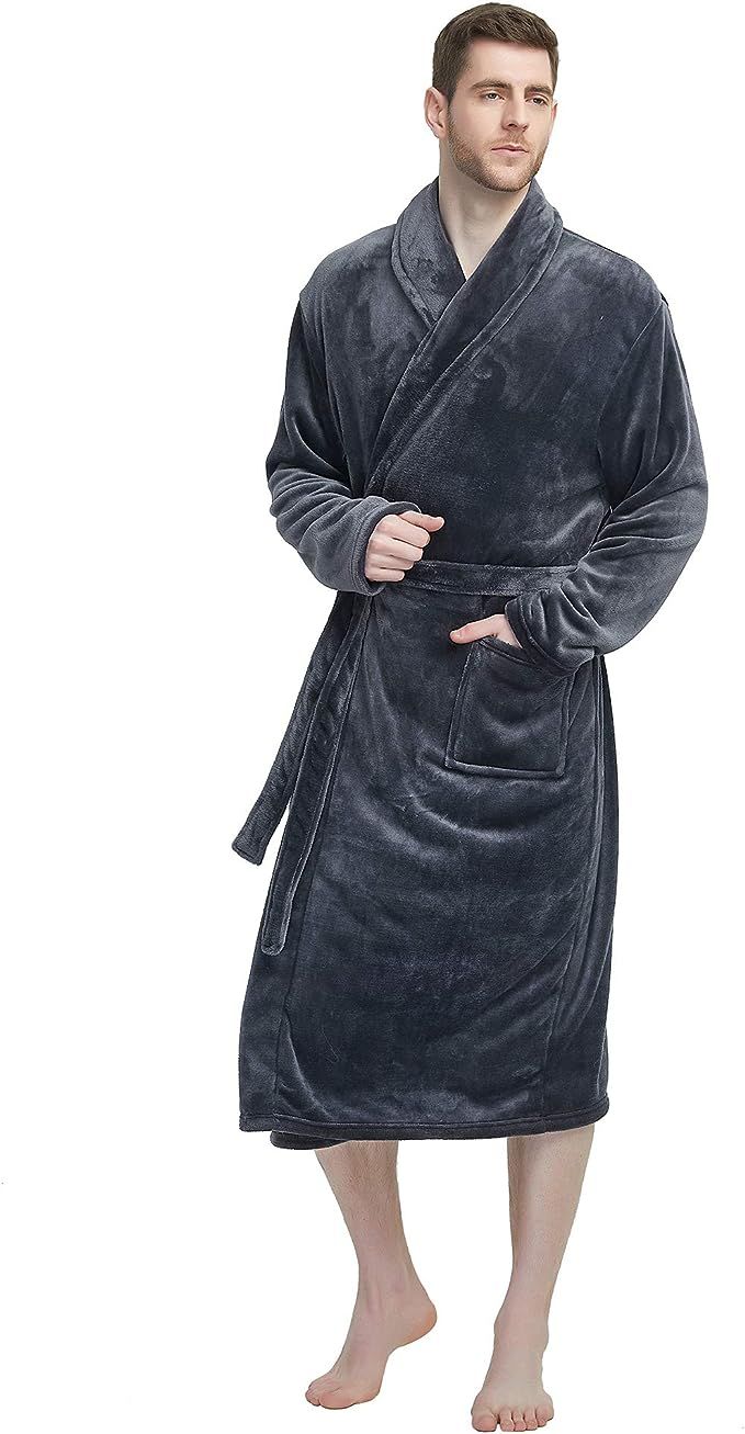 U2SKIIN Mens Hooded Robe, Plush Robes for Men Long Fleece Bathrobe | Amazon (US)