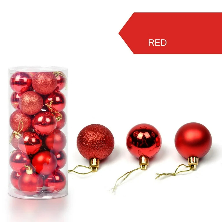 Vikakiooze 24Pcs Mini Christmas Balls Ornaments, Small Shatterproof Christmas Baubles for Xmas Ch... | Walmart (US)