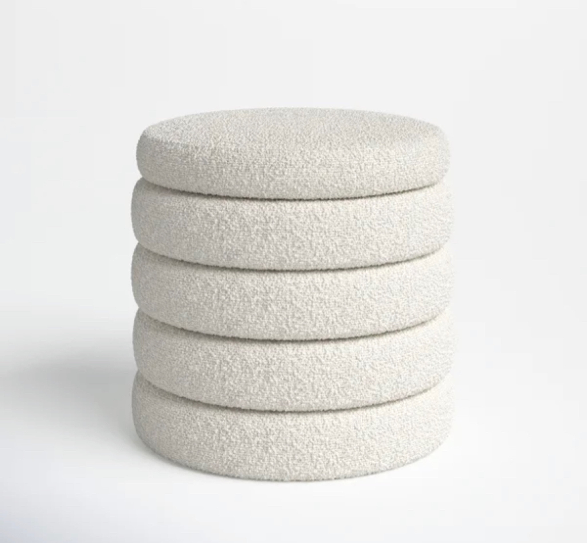 Ivory Boucle Storage Ottoman