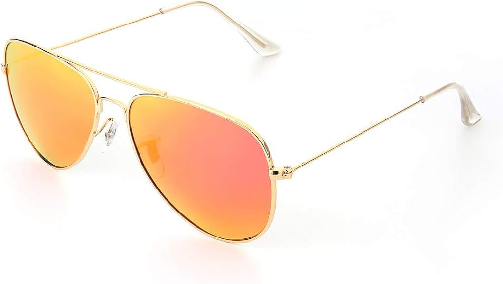 Sunglasses for Men Women Unisex Classic Aviator Polarized Metal Frame UV 400 Lens Protection | Amazon (US)