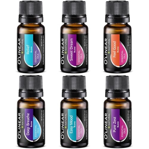 O'linear Essential Oils 6 Blends Set - Perfect for Humidifiers and Diffusers, Aromatherapy Diffuser Oils Scents, Essential Oil Kit for Home Use, Essential Oil Pack with Various Scents | Amazon (US)