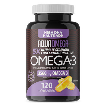 AquaOmega High DHA Omega-3 Fish Oil Softgels | Well.ca