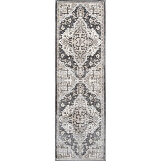 Momeni Carroll Gardens Polyester Medallion Area Rug (2'3" x 7'6" Runner - Charcoal) | Bed Bath & Beyond