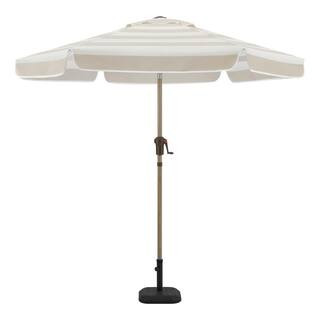 7.5 ft. Steel and Aluminum Market Crank and Tilt Outdoor Patio Umbrella in Tan | The Home Depot
