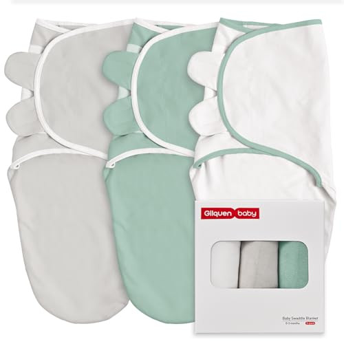 GLLQUEN BABY 3-Pack Baby Swaddle Sleep Sacks for Newborns - Adjustable Infant Swaddle, Baby Swaddles 0-3 Months, Gray & Green Tone, Baby Swaddle Blanket Wrap, Baby Essentials | Amazon (US)
