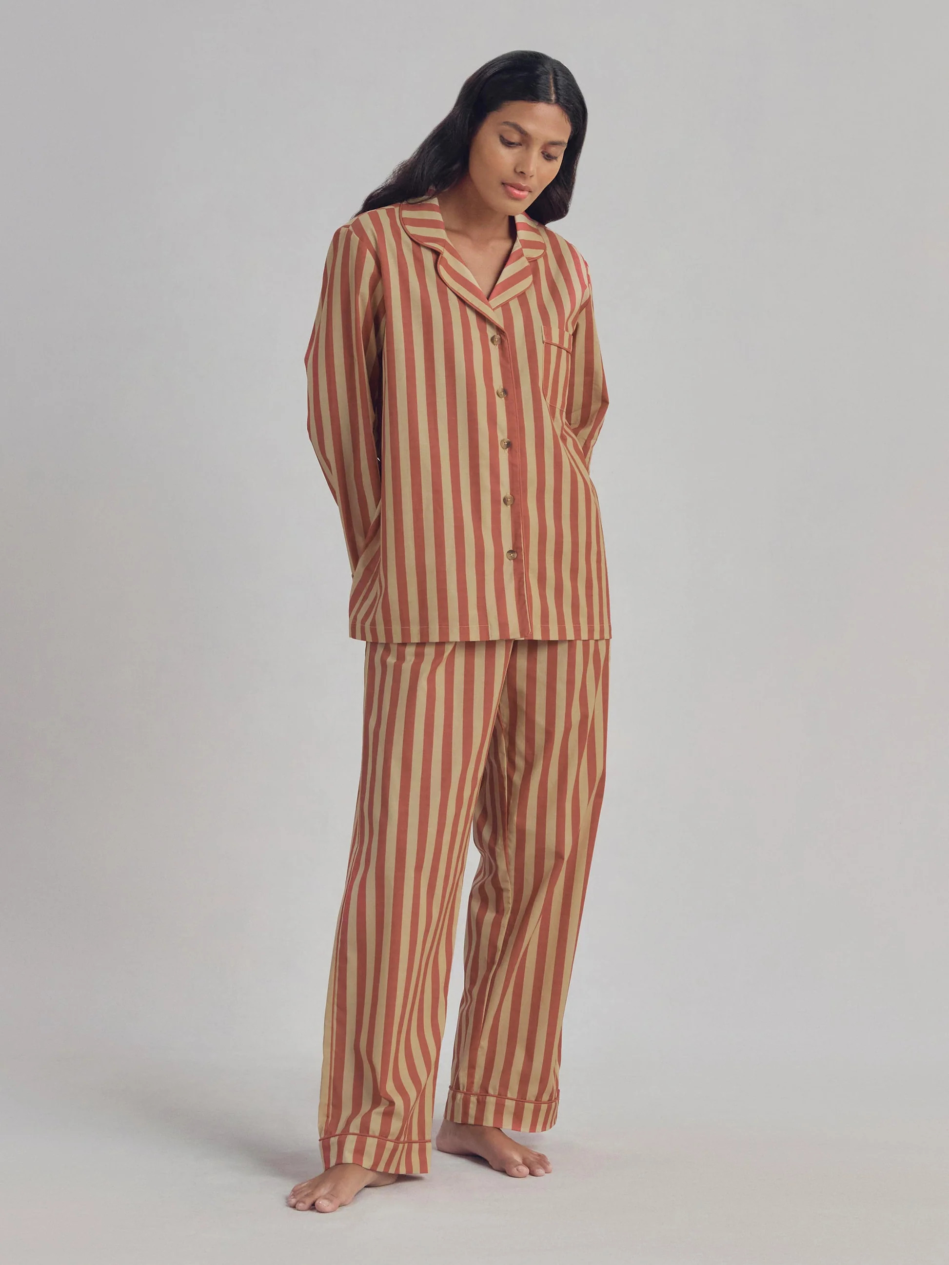 Sandstone Red Pembroke Stripe Linen Blend Trouser Set | Piglet