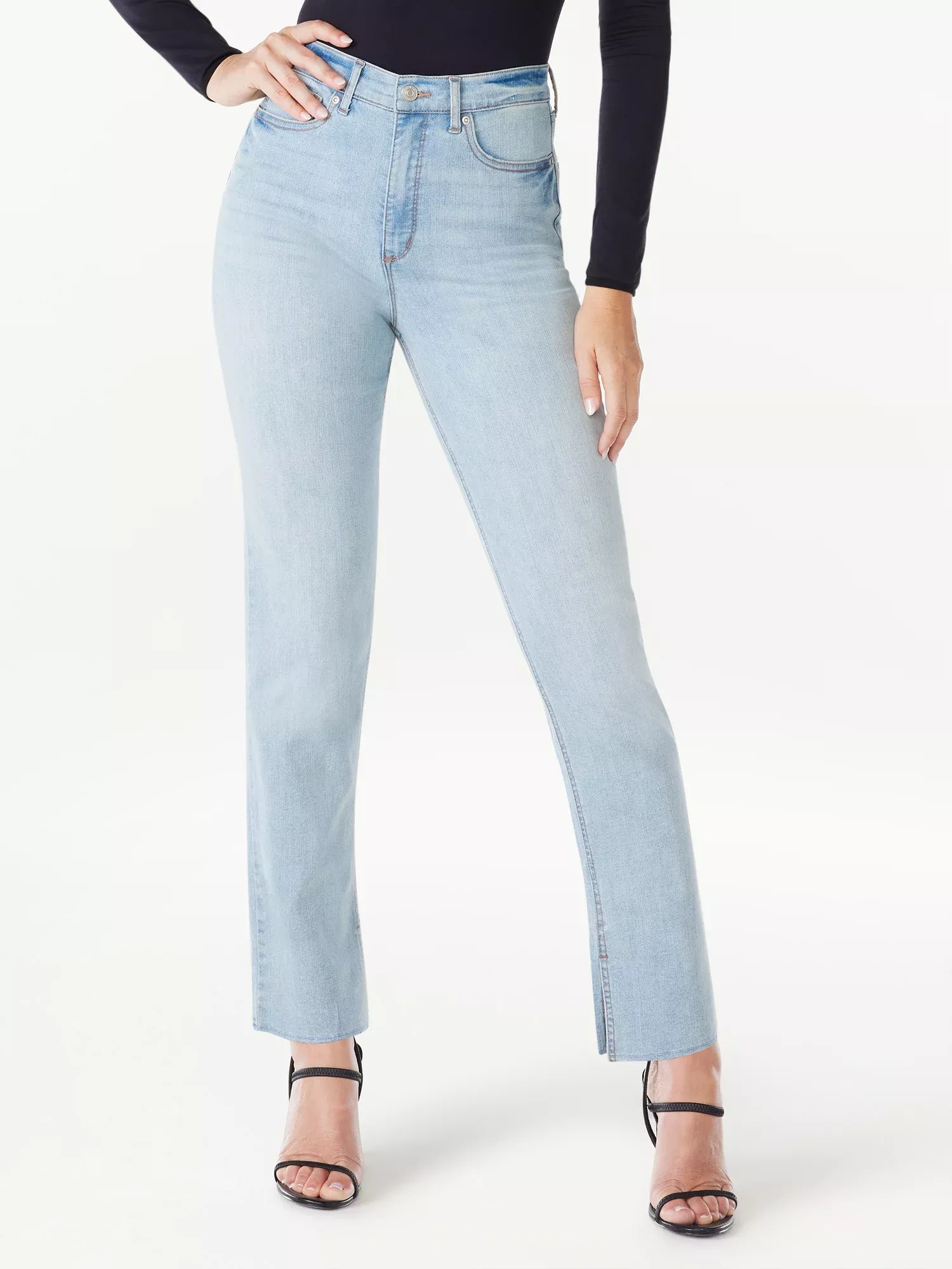 Sofia Jeans Women's Eden Straight Super High Rise Faux Leather Pants, 30.5  Inseam, Sizes 2-20 