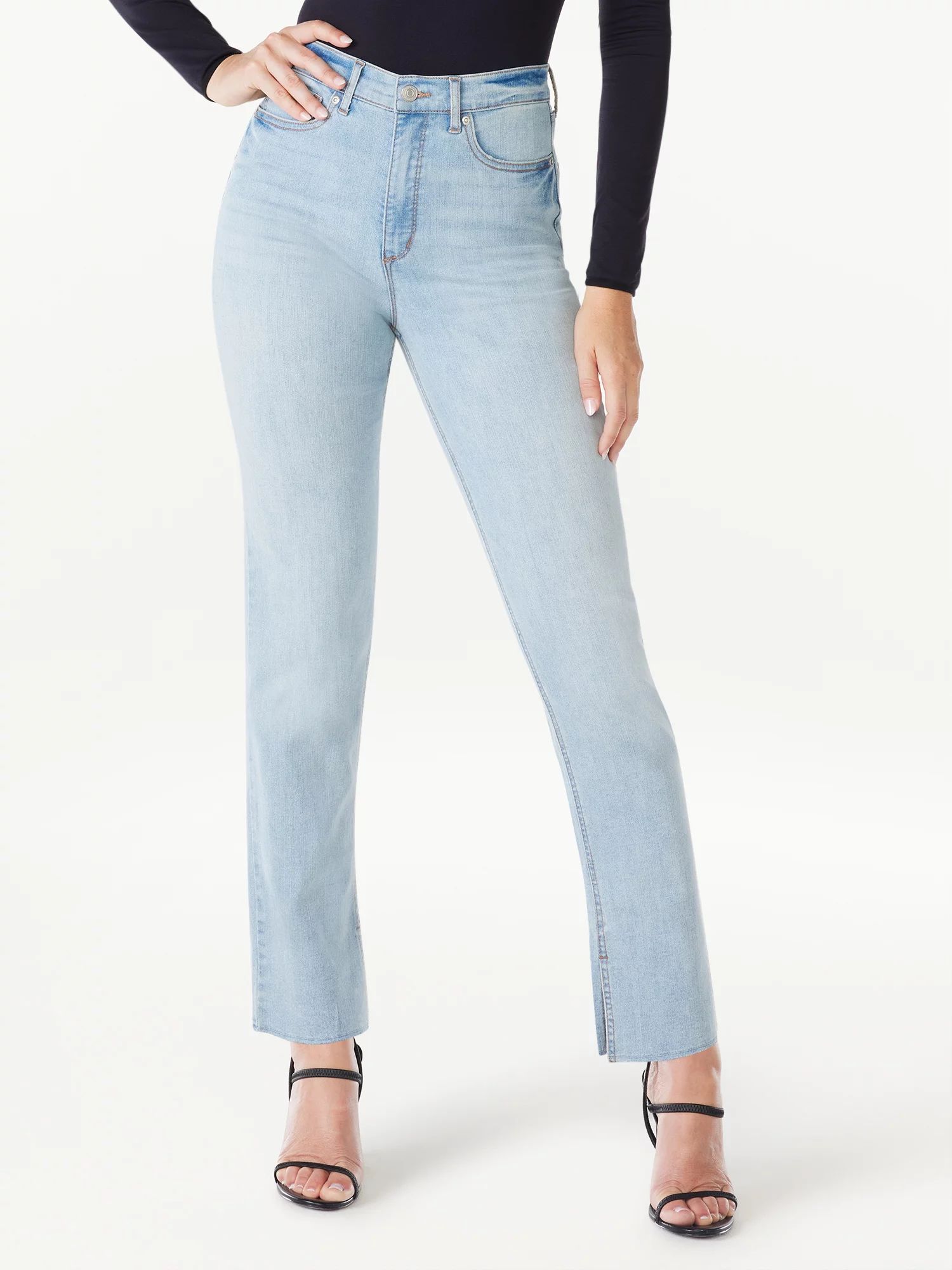 Sofia Jeans Women's Eden Straight Super High Rise 90s Raw Hem Jeans, 30.5" Inseam, Sizes 00-22 | Walmart (US)