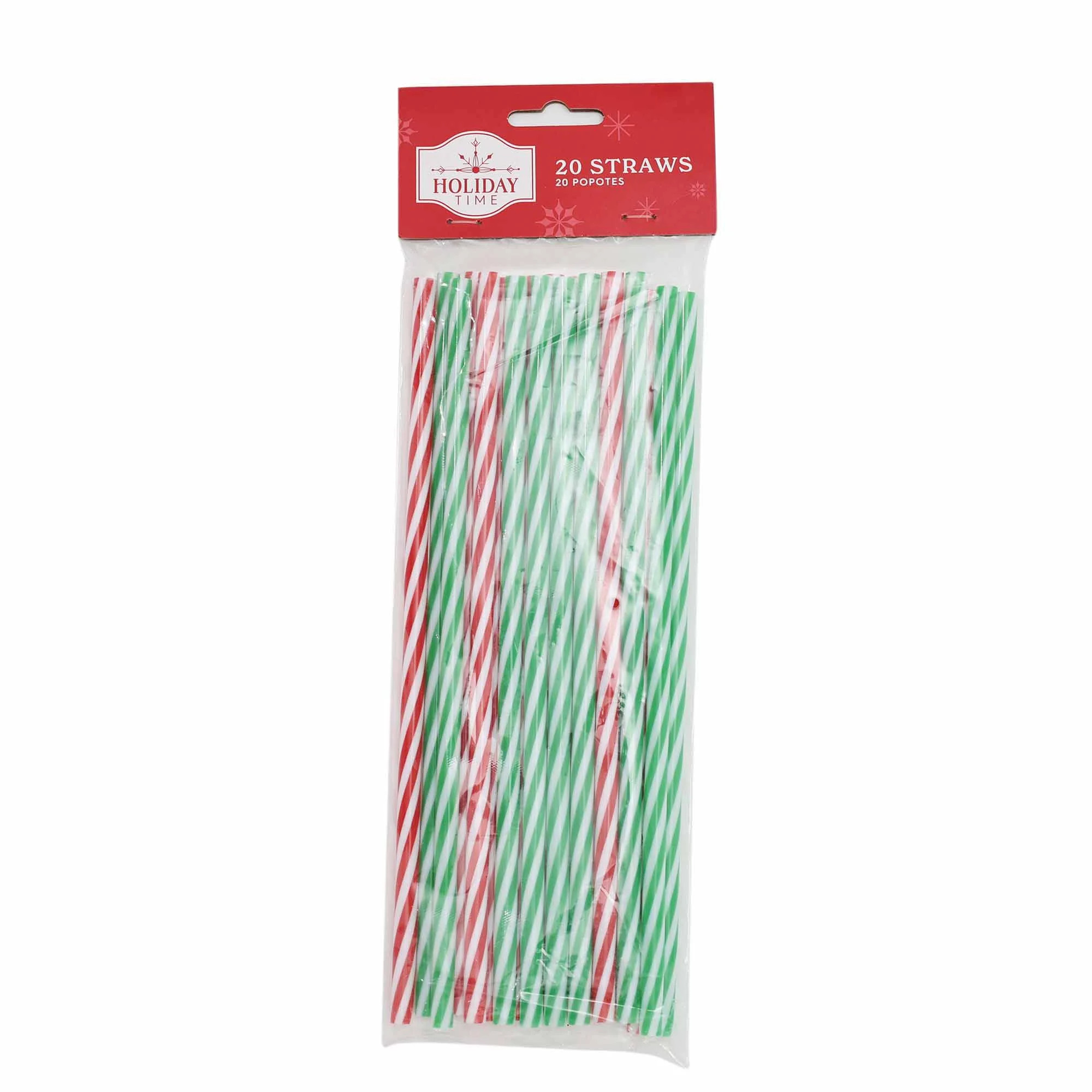 Red & Green Plastic Straws, 0.23 in, 20 Count, by Holiday Time | Walmart (US)