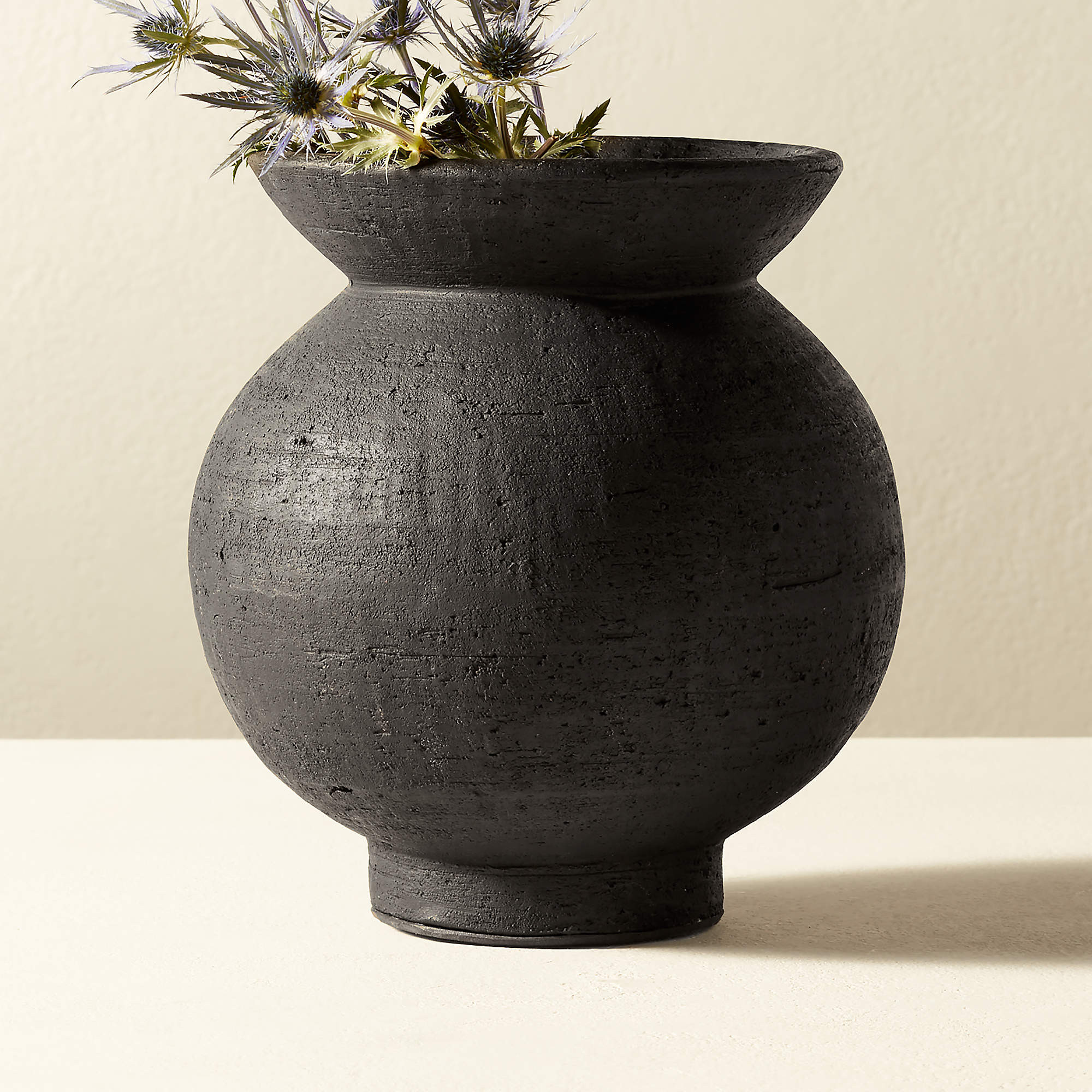 Victoria Modern Black Terracotta Vase + Reviews | CB2 | CB2