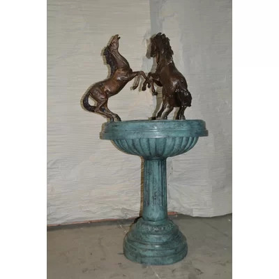 Three Horses on a Tray Fountain Bronze Statue - Size: 30"L x 30"W x 51"H | Wayfair North America