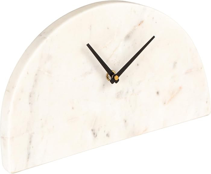 Bloomingville Decorative Half Moon Marble Mantel Clock, White and Black | Amazon (US)
