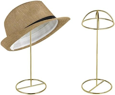 MyGift 14-Inch Brass-Tone Wire Tabletop Hat Stands, Set of 2 | Amazon (US)