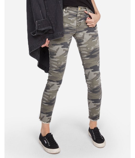 Express Womens Mid Rise Camo Print Stretch Ankle Leggings Camo Women's 00 Camo 00 | Express