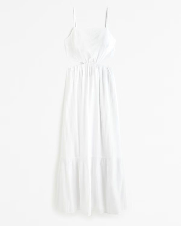 Women's Crinkle Textured Cutout Maxi Dress | Women's | Abercrombie.com | Abercrombie & Fitch (US)