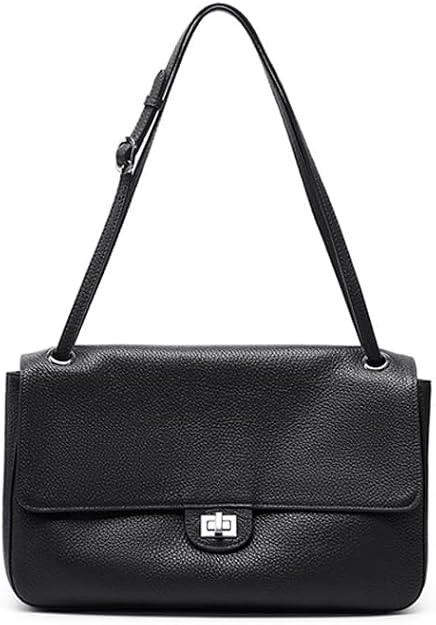 Genuine Leather Flap Shoulder Bag for Women, Slouchy Underarm Handbag | Amazon (US)