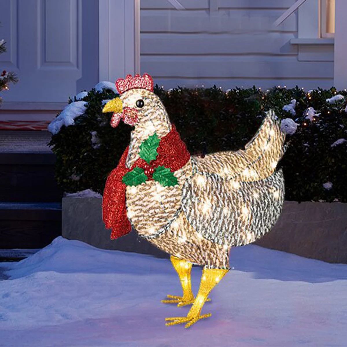 Light-Up Chicken with Scarf Holiday Decoration, Metal Chicken Christmas Ornaments Solar Powered w... | Walmart (US)
