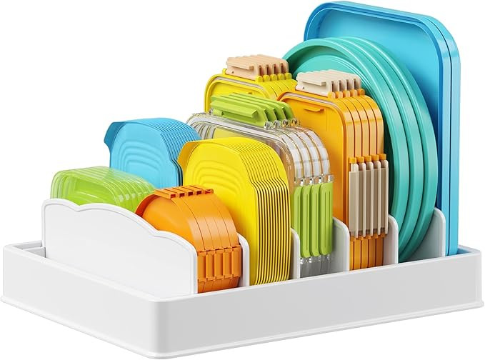 Lifewit Kitchen Cabinet Organizer for Food Contanier Lid, Lid Holder with 6 Adjustable Dividers &... | Amazon (US)