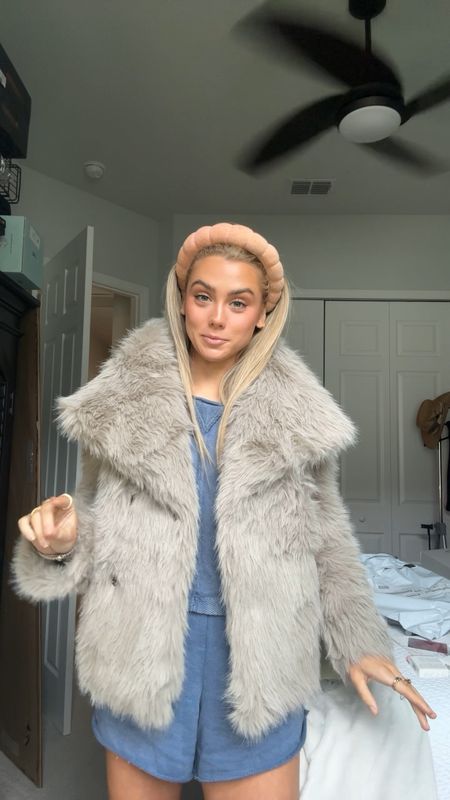 Shein Solid Color Plush Jacket With Large Lapel Collar. I wear size small  Fur coat. Fur jacket. Winter fashion. Coat. Mob wife aesthetic. Winter coat. 

#LTKVideo #LTKfindsunder50 #LTKsalealert