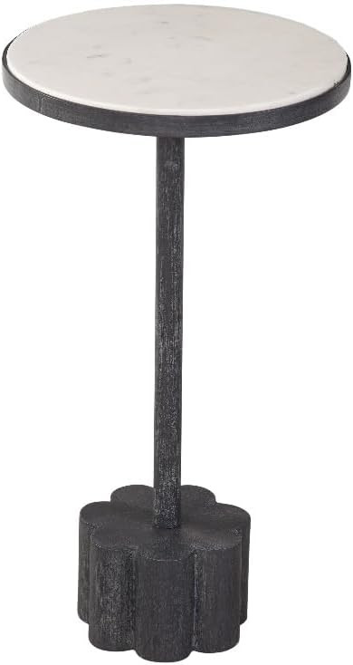 Bassett Mirror Sprout Accent Table in Black Metal and White Marble | Amazon (US)