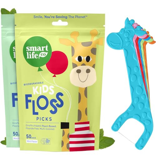 SMARTLIFECO Biodegradable Kids Flossers - Fluoride Free & Plant Based | Eco Friendly Dental Floss... | Amazon (US)