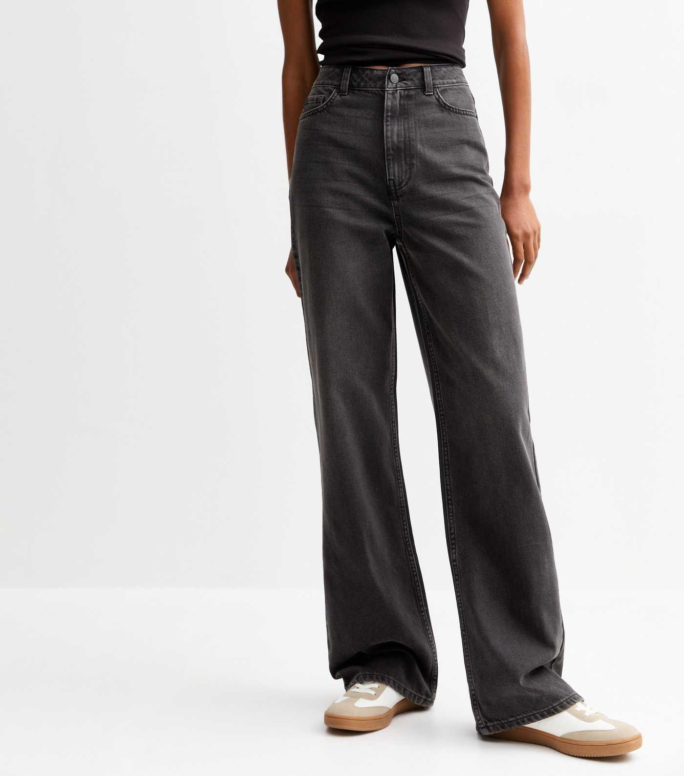 Tall Washed Black High Waist Adalae Wide Leg Jeans | New Look | New Look (UK)