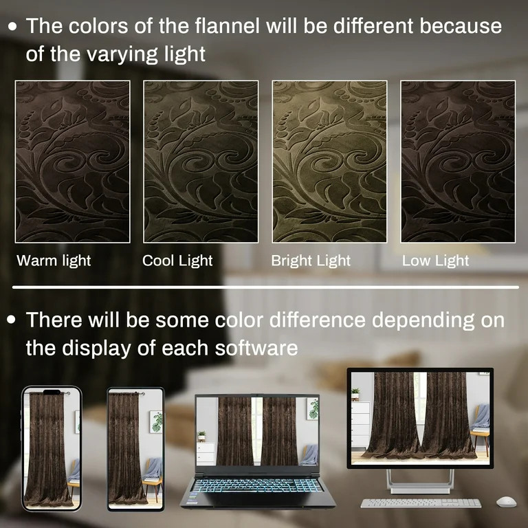 Lapalife Blackout Velvet Curtains, Scroll Floral Pattern Rod Pocket Thermal Insulated Velvet Curt... | Walmart (US)