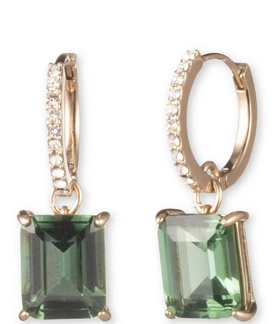Green Crystal Pave Stone Huggie Drop Earrings | Dillard's