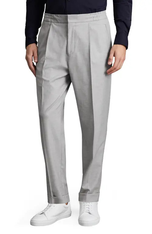 Reiss Brighton Pleated Relaxed Taper Pants in Grey at Nordstrom, Size 32 | Nordstrom