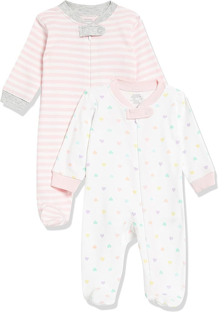 Amazon Essentials Girls' Infant Baby Zip-Front Footed Sleep and Play | Amazon (US)
