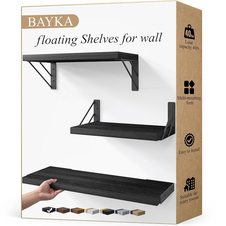 BAYKA Wall Shelves for Bedroom Decor, Floating Wall Shelves for Living Room Kitchen Storage, Wall... | Amazon (US)