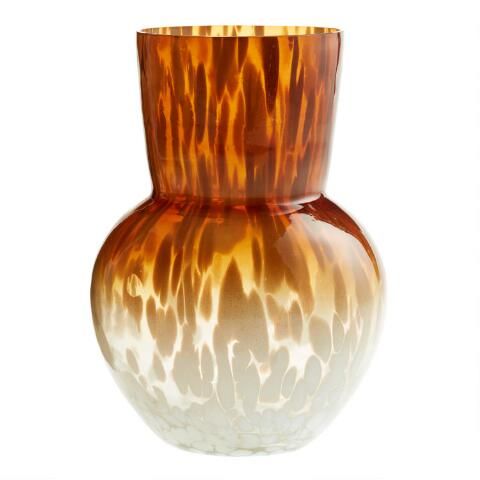 Amber And White Bulb Confetti Glass Vase | World Market