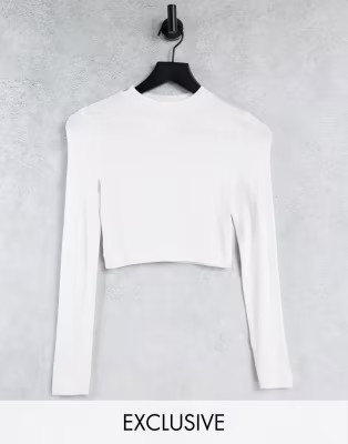 COLLUSION rib long sleeve t-shirt in white | ASOS (Global)