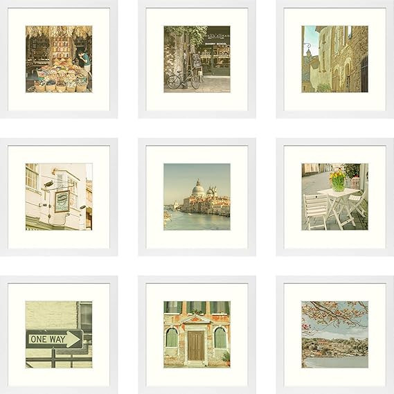 Frametory, Collage Square Frame - Made to Display Photos with Ivory Mat - Swivel Tabs, Glass Wide... | Amazon (US)