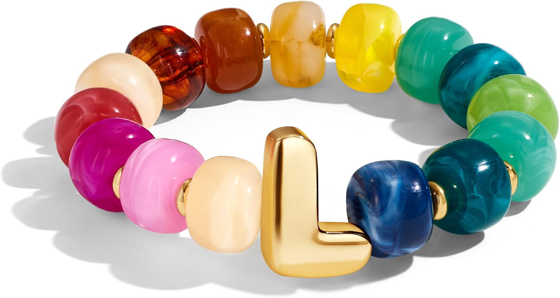 Bubble Initial Chunky Beaded Bracelet for Women Colorful Resin Bead Trendy Statement Big Stretch ... | Amazon (US)