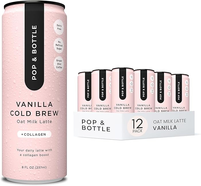 Pop & Bottle, Oat Milk Lattes - Cold Brew with Sustainably Sourced Marine Collagen, MCT Oil, Oat ... | Amazon (US)