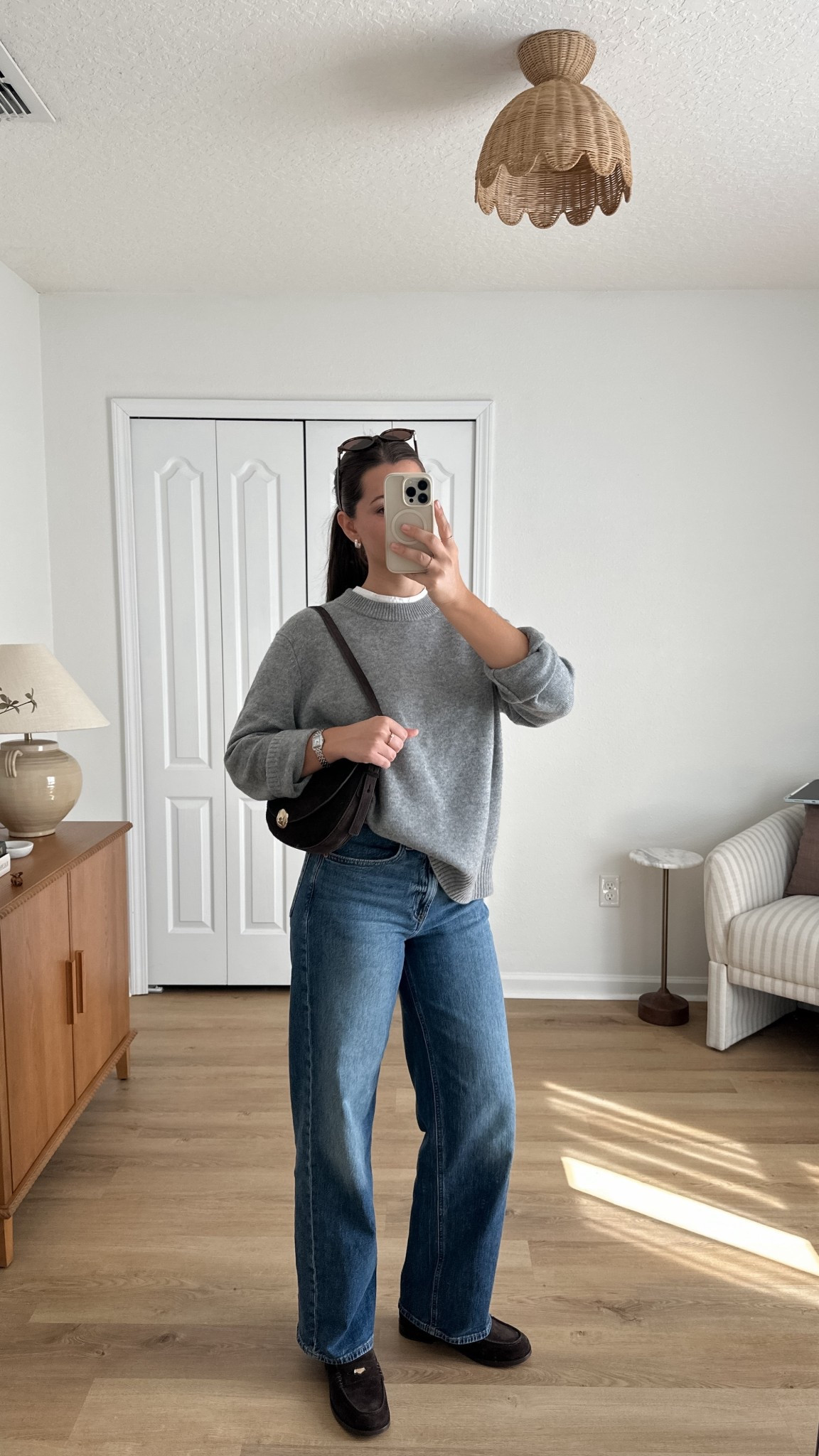 Simple ootd! Wearing small sweater, xs tee, 26 regular jeans. Loafers are so comfy and didn’t need to be broken in!! 

#LTKStyleTip #LTKSaleAlert #LTKSeasonal