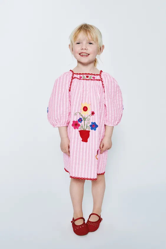 EMBROIDERED STRIPED DRESS SISSEL EDELBO X ZARA KIDS | Zara US