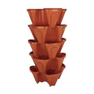 Smart SPRING 18 in. Dia Terra Cotta Plastic Stackable Garden Planter (5-Pack) P-325-TC-5pk-LRG - ... | The Home Depot