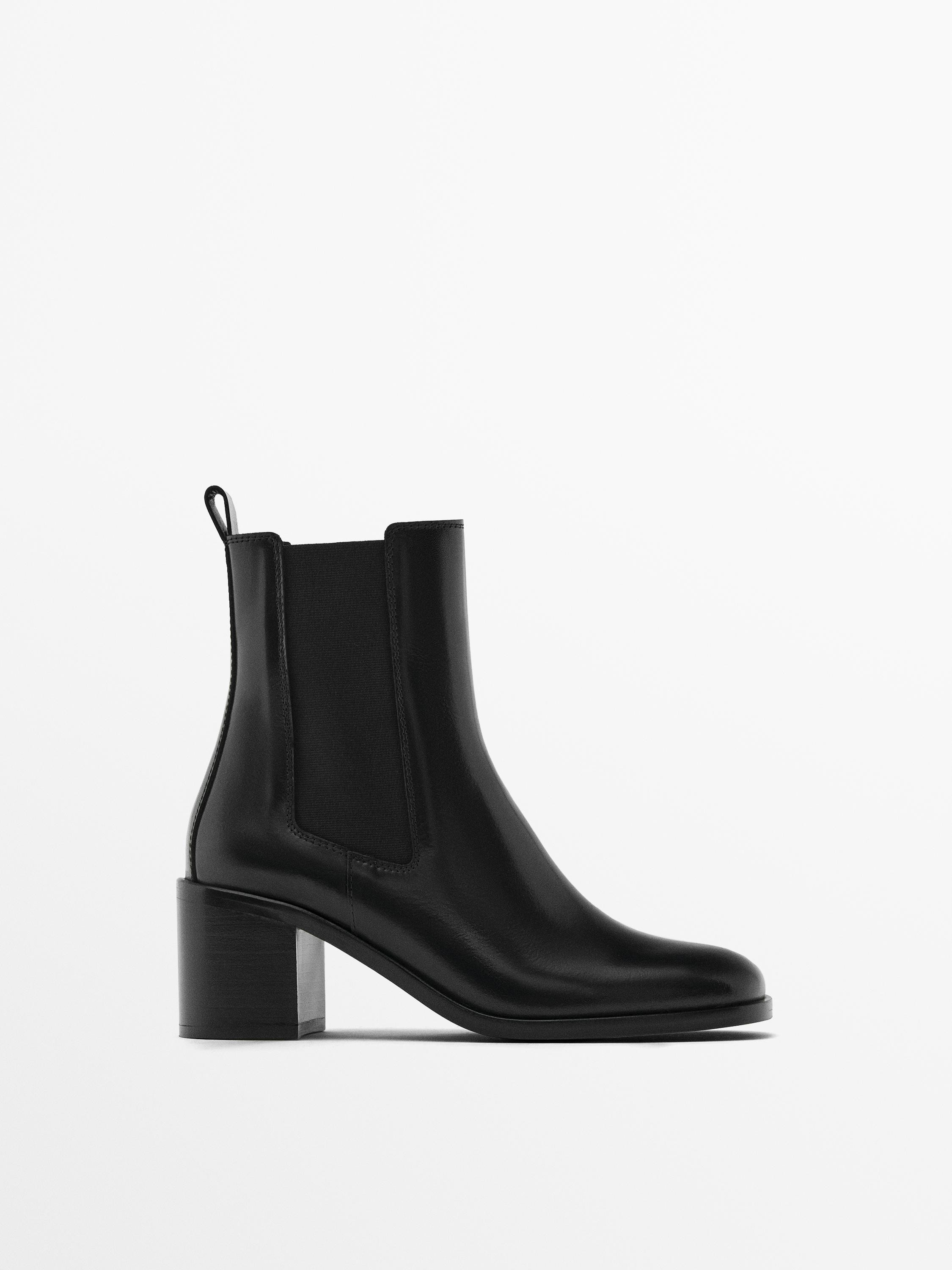 High-heel Chelsea boots  $280.00 Round toe. Back pull tab for slipping on with ease. Made in Spai... | Massimo Dutti US