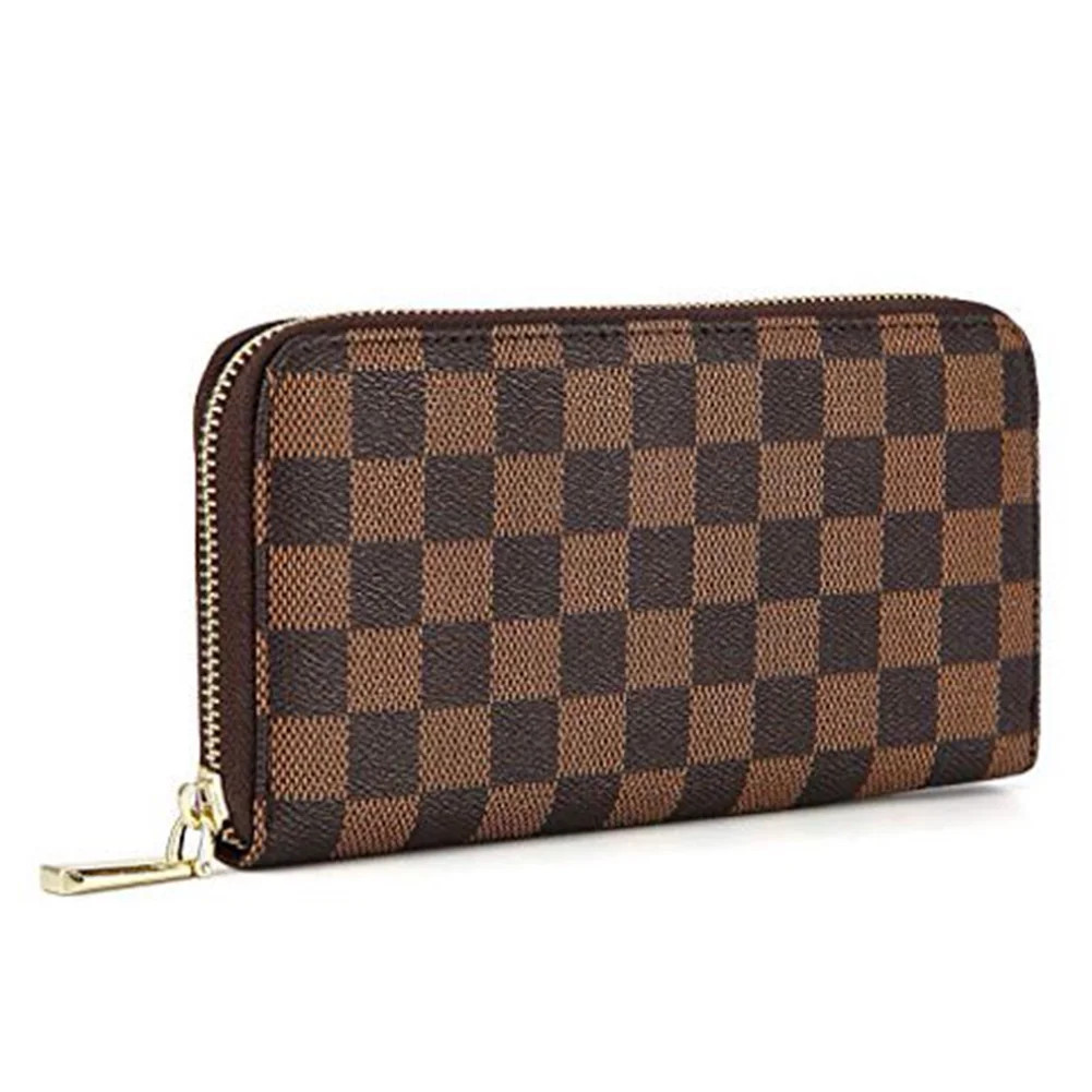 Checkered Zip Around Wallets for Women, Lady Phone Clutch Holder, PU Leather RFID Blocking with C... | Walmart (US)